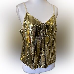 Gold Sequin Sleeveless Top Medium - NWOT